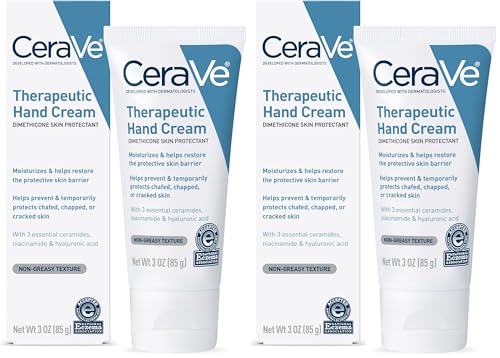 CeraVe Therapeutic Hand Cream for Dry Cracked Hands With Hyaluronic Acid and Niacinamide,Fragrance Free 3 Ounce,(Pack of 2) - size: 3 Ounce (Pack of 2)