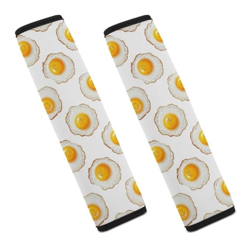 2PCS Fun Fried Egg Seat Belt Cover Breathable Seat Belt Cushion for Adults and Children, All Vehicles, Comfortable Driving - color: Pattern 108