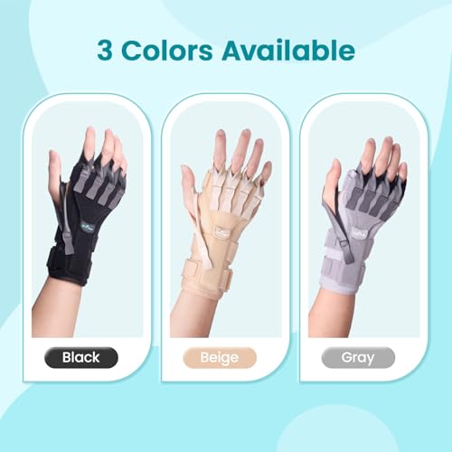 Radial Nerve Palsy Splint Brace for Wrist drop, 5 Fingers Extension, Stroke Patient Recovery, Finger Limp, Crutch Palsy, MCP Arthroplasty, for both Left and Right Hand - Beige - color: Beige