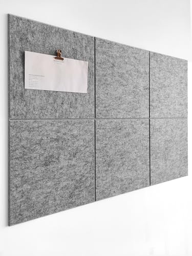 Cork Board 24 x36 Alternative - 6 Pack Felt Wall Tiles with Safe Removable Adhesive Tabs, Cork Boards for Walls Cork Board for Home Office Pin Board Tack Board - Gray Marble - color: Gray Marble, size: 6 Panels