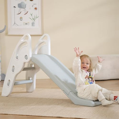 Toddler Slide Large Play Climber Slide PlaySet with Extra Long Slipping Slope Indoor Slide Kids Slide Toddler Playground Toddler Slide Outdoor Toys for Toddlers (White) - color: White