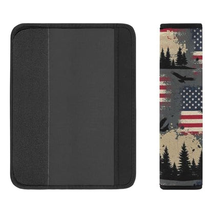 2PCS Breathable Seat Belt Cover for Adults and Children, Most Cars, Bald Eagle American Flag Eagles Shoulder Harness Cover, Shock Absorption - color: Pattern 241