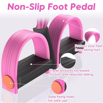 Resistance Bands with Handles, 6-Tube Elastic Pedal Resistance Band for Working Out, Durable Natural Rubber Exercise Bands, Multifunction Exercise Equipment for Abdomen, Waist, Arm, Leg Stretching - color: Pink