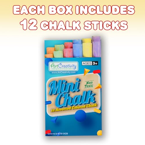 ArtCreativity 144 Count Mini Chalk Sets for Kids (12 Boxes) Non-Toxic Summer Art and Craft Supplies - Small Individual Chalk Packs in Bulk for Classroom Gifts, School Supplies, and Summer Party Favors - style: 12 Boxes
