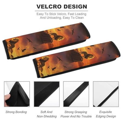 2PCS Animal Cool Lion Seat Belt Cover Breathable Seat Belt Cushion for Adults and Children, All Vehicles, Comfortable Driving - color: Pattern 999