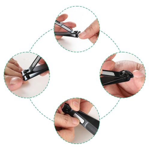 GOBETTER Nail Clippers Set, 3PCS Manicure Kit with Zippered Leather Pouch, Sharp Curved & Slant Cutting Blades, Perfect for Toenail, Fingernail & Ingrown Nail