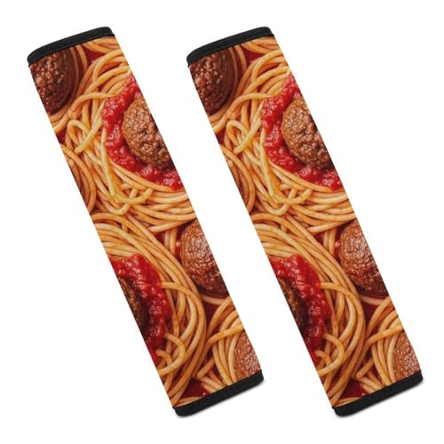2 Pack Tomato Spaghetti Italian Pasta Food Seat Belt Cover Universal Fit Shoulder Protector for Adults and Children, Most Cars, Comfortable Driving - color: Pattern 258