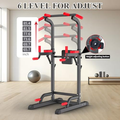 K KINGKANG Pull Ups Dip Station,Power Tower for Home Gym Fitness Exercise | Multi-Function Power Tower, 400Lbs Capacity, 6-Level Adjustable Height, Thick Leather Cushions, Space-Saving Desig