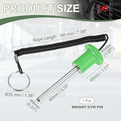 Gym Pin Weight Stack Pin Strength Training Lifting Equipment Replacement with Pull Rope Fitting for Club - color: Green, size: 0.3 x 3.1 Inch