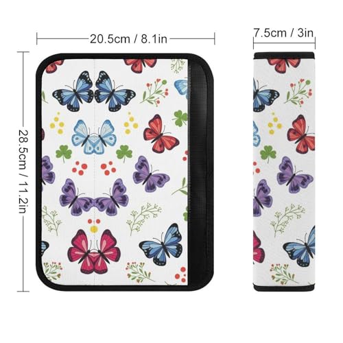 2PCS Watercolor Butterfly Seat Belt Cover Breathable Seat Belt Cushion for Adults and Children, All Vehicles, Comfortable Driving - color: Pattern 837
