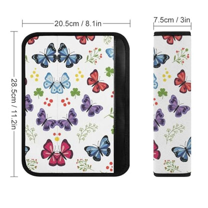 2PCS Watercolor Butterfly Seat Belt Cover Breathable Seat Belt Cushion for Adults and Children, All Vehicles, Comfortable Driving - color: Pattern 837