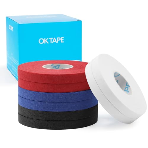 OK TAPE 8 Rolls Athletic Tape, 0.3 Inch Finger Tape for BJJ, Boxing, Climbing, Football, Pro Jiu Jitsu Sports Tape | Add Grip & Protect Fingers and Toes (0.3" x 45 Ft, Black+White+Navy Blue+Red) - color: 0.3-black, White, Blue, Red, size: 15 yards