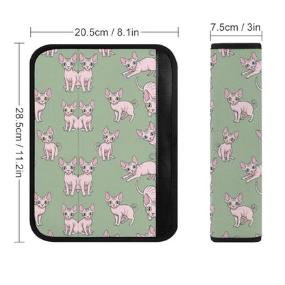 2 Pack Universal Soft and Comfortable Seat Belt Cover for Kids, Car Seats Pushchair Strollers High Chair Pushchair, Naked Cats Sphynx Cats Mint Green Seat Belt Cushion - color: Pattern 952