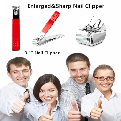 Nail Clippers for Women Manicure Kit Men Manicure Tool Nail Care Set | Nail Clipper Set Toenail Fingernail Travel Nail Clippers Kit Personal Care Tools with Travel Case Nail Grooming Kit Gifts - color: Red