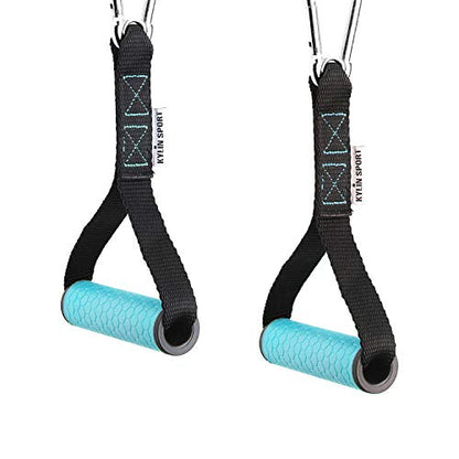 Upgraded Cable Machine Attachments Resistance Bands Handles Grips Fitness Strap Stirrup Handle Cable Attachment Silicon Grip with Metal Carabiner Colorful Version - color: Blue