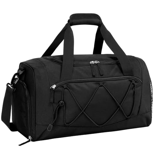 Vorspack 18 Inches Structured Gym Bag with Shoe Compartment, Black | Lightweight & Water-Resistant, 6 Pockets, 28L Capacity, for Gym Sports Travel Weekender Overnight - color: Black, size: 18 Inches