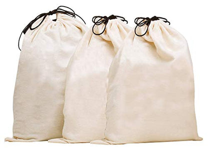 MISSLO Cotton Breathable Dust-proof Drawstring Storage Pouch Bag (Pack 3 XL) - size: XL
