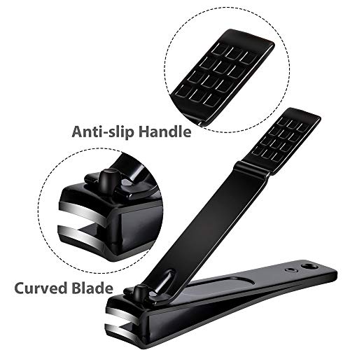 Aogeili Nail Clippers Set, Sharp Stainless Steel Fingernail & Toenail Clippers, Black Nail Cutter, 2Pcs Large and Large Size - size: Large/Large