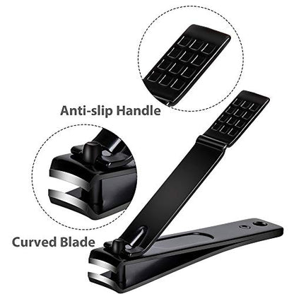 Aogeili Nail Clippers Set, Sharp Stainless Steel Fingernail & Toenail Clippers, Black Nail Cutter, Perfect 4 pcs Black Nail Cutter for Men/Women/Kids, Set Include Nail File. - size: Large/Small/Oblique/File