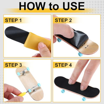 4 Set Professional Fingerboard Mini Finger Skateboard | Maple Wooden Fingerboard Creative Tech Deck with Bearing Wheels for Adults Play Relaxation Gifts Desktop Decor