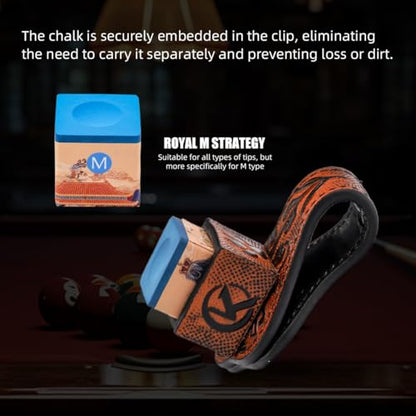 KONLLEN Leather Magnetic Chalk Holder, Pool Cue Accessory | Round or square engraved leather holder keeps billiard chalk secure and easy to reach during pool play. - color: VT Holder-Blue-Blue chalk