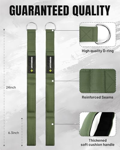 MANUEKLEAR 3 Grip Lengths in 1 Tricep Rope Cable Attachment with Ergonomic Handles, Greater ROM for Tricep Push Down Attachment Professional Gym Rope for Overhead Extension - color: Green 2pcs