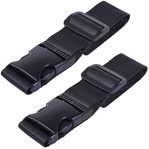 Wisdompro 2 Pcs Add a Bag Luggage Strap, 31" Luggage Connector Straps Black | Heavy Duty Adjustable Connect Suitcase Belt Travel Attachment Travel Accessories for Connecting Your Luggage Together - color: Black, size: 31 inch
