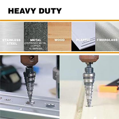1/8"-1/2" Quick Change M2 Step Drill Bit Unibit Hole Drilling - size: 1/8" - 1/2"