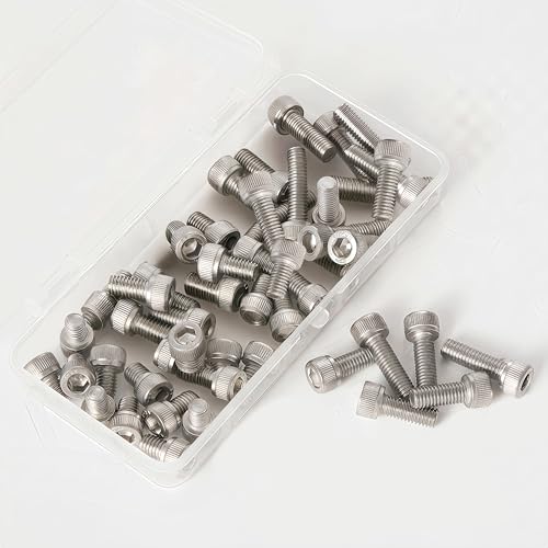 M6-1.0 Socket Head Cap Screws - 8/10/12/16/20mm Length Kit, 304 Stainless Steel (A2-70), Allen Drive,Bright Finish, Fully Threaded, 50-Piece Set - size: M6-8-20mm（50pcs）