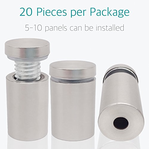Standoff Screws 3/4" x 1-5/8" - Lantee 20 Pcs Stainless Steel 19 x 40mm Standoff Mounting Hardware Bolts for Glass Signs - color: Silver, size: 3/4" x 1-5/8" / 19 x 40mm