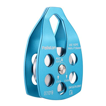30kN Climbing Pulley with Ball Bearing for Rock Climbing Arborist - color: Blue