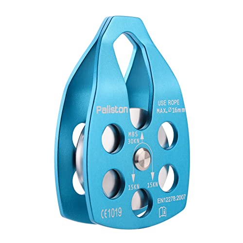 30kN Climbing Pulley with Ball Bearing for Rock Climbing Arborist - color: Blue