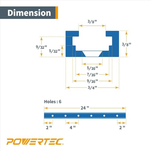 POWERTEC 72081 Double-Cut Profile Universal T-Track & Intersection Kit, 4pc 24 Inch Aluminum T Tracks with 2 Sets 3" T-Track Intersection Kit, Drill Press Table, Router Table, Workbench, Pack of 1 - size: 24" T track (4PK) + Intersection Kit (2 Sets)