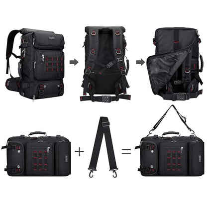 WITZMAN Carry on Travel Backpack for Men Airline Approved Fits 16" Laptop | Nylon 3 in 1 Luggage Duffle Bag with USB Charging Port, Shoe Compartment, For Weekend Getaway, Overnight Trip, B682 Black) - color: 01.black