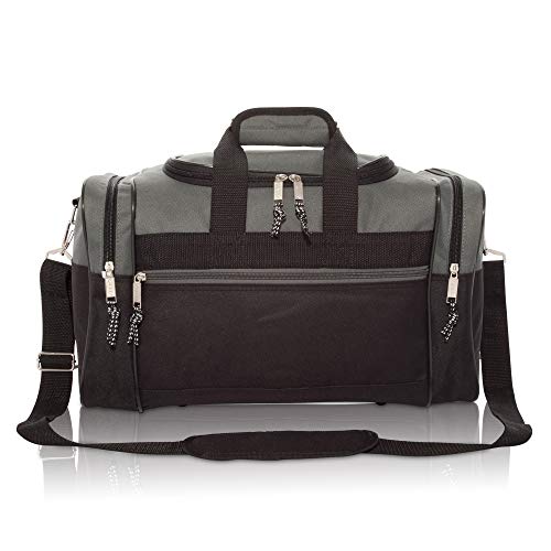 DALIX 17" Blank Duffle Bag Duffel Bag Travel Size Sports Durable Gym Bag - color: Gray