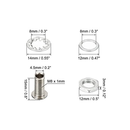 PATIKIL M8x15mm Round Head Hollow Screw Bolts, 4 in 1 / 40Pieces Through Hole Bolt Chandelier Fasteners with Hex Nut and Gasket - size: 15mm