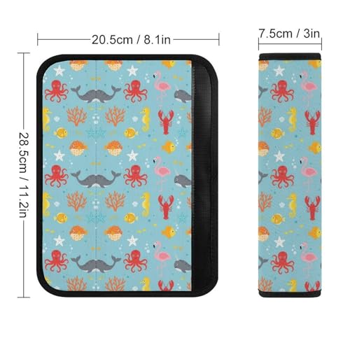 2 Pack Universal Soft and Comfortable Car Seat Belt Pad for Girls and Boys, Stroller Pushchair High Chair, Flamingo Lobster Octopus Shoulder Protector - color: Pattern 949