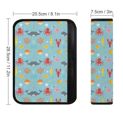 2 Pack Universal Soft and Comfortable Car Seat Belt Pad for Girls and Boys, Stroller Pushchair High Chair, Flamingo Lobster Octopus Shoulder Protector - color: Pattern 949