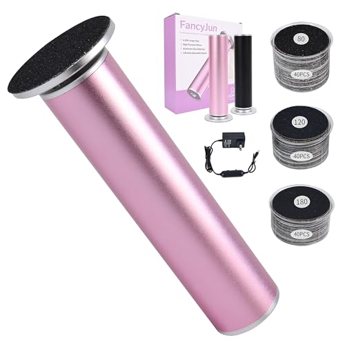 FancyJun Electric Foot Callus Remover with 120pcs Sandpaper Discs(3 Sizes), Professional 800RPM Aluminum 4.8 Inches Callus Remover for Feet, Stepless Speed Control for Dead Skin (Purple) - color: Purple