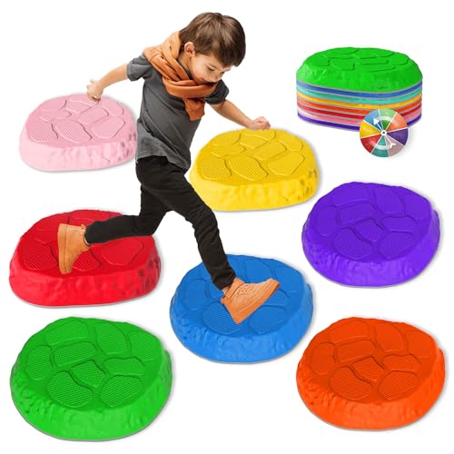 Stepping Stones for kids,8/12 PCS Durable Non-Slip Balance Stones Indoor Outdoor toys for toddlers develope Kids Balance and Coordination Skills - size: 12-Pack