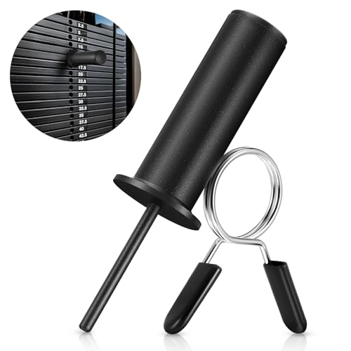 Lasnten Weight Stack Pin Extender, Gym Pin with Spring Clip Collar for 2 Inch Weight Plate Cable Strength Exercise Machine, Commercial and Home Gym - color: Black
