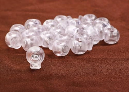 Shapenty Clear Plastic Cord Locks Round Single Hole Spring Toggle Stoppers for Drawstring Bags Short Shoelace, 18x15mm
