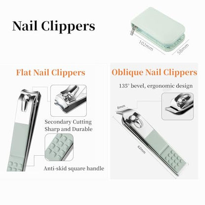 Manicure Set Nail Clippers Pedicure Kit -7 Pieces Stainless Steel Travel Nail Kit, Travel Essentials Purse Essentials Professional Grooming Kits, Manicure Kit with Zipper Portable Pack