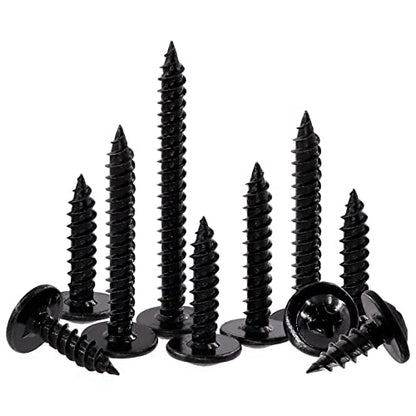 Swpeet 120Pcs #8 x 3/4" Phillips Modified Truss Head Wood Screws Kit, Black Phosphate Zinc Plated Carbon Steel Self Tapping Sheet Metal Screws for Plastic, Wood, Soft Materials - color: Black, size: #8 x 3/4"