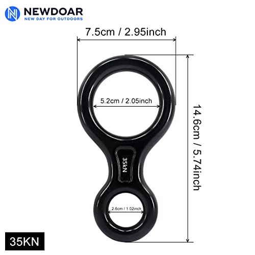 NewDoar Climbing Gear Downhill Equipment, Descender Rappel Rock Climbing Descending Belaying Equipment Rescue Figure 8 Descender Rigging Plate 35KN for Climbing Belaying and Rappeling Device - color: Black