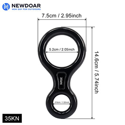 NewDoar Climbing Gear Downhill Equipment, Descender Rappel Rock Climbing Descending Belaying Equipment Rescue Figure 8 Descender Rigging Plate 35KN for Climbing Belaying and Rappeling Device - color: Black