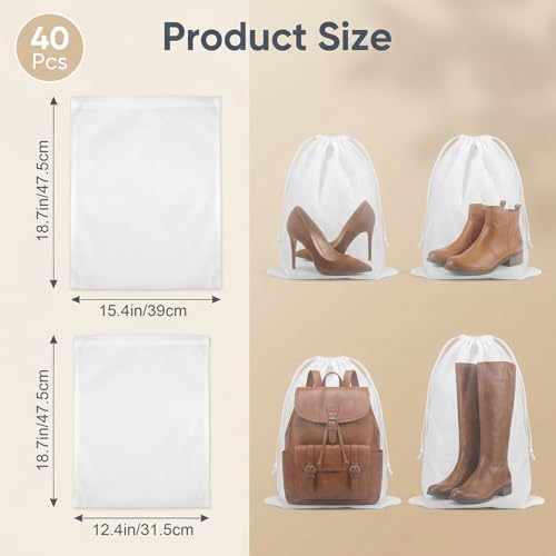 120 Pack Dust Bags for Handbags Drawstring Dust Proof Purse Storage Bag, 16 Inch 13 Inch Eco Friendly Travel Shoe Bag Storage Bags, Non Woven Breathable Fabric Shoes Pouch for Clean Tidy