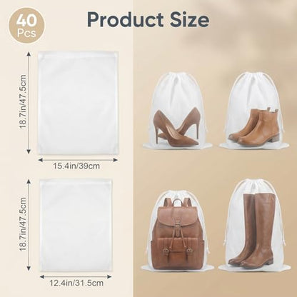 120 Pack Dust Bags for Handbags Drawstring Dust Proof Purse Storage Bag, 16 Inch 13 Inch Eco Friendly Travel Shoe Bag Storage Bags, Non Woven Breathable Fabric Shoes Pouch for Clean Tidy