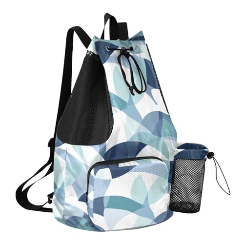 Drawstring Climbing Gym Bag With Inside Pockets Drawstring Beach Bags with Wet Dry Compartments Sea Anhor Geometric Style