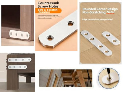 50PACK 1.4INCH X 0.6INCH Stainless Steel Straight Flat Bracket Repair Plate Brace,Mending Joining Plates for Wood, Board, Bed Frame, Furniture & Shelves,with Screws - size: 50PACK 1.4INCH X 0.6INCH